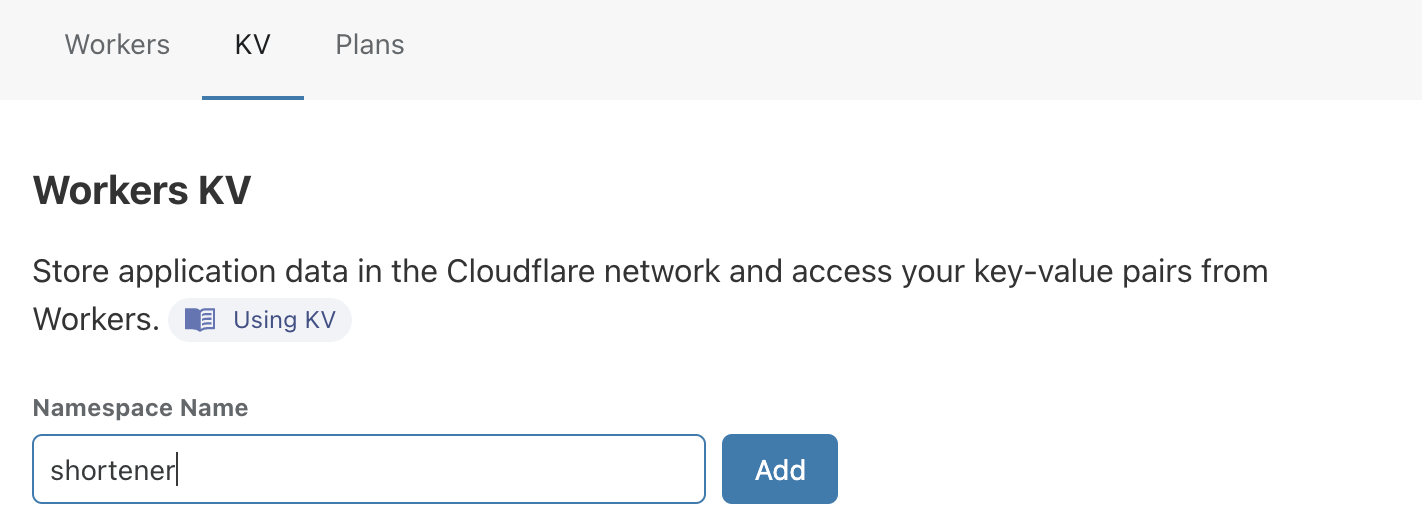 The Cloudflare KV page